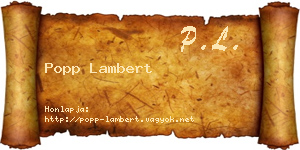 Popp Lambert névjegykártya